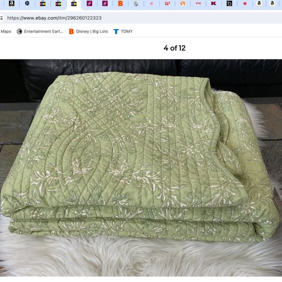 C&F Home Colonial Williamsburg Windsor Kiwi 100% Cotton Reversible TWIN Quilt - Picture 7 of 9